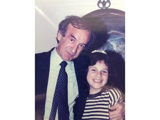 Rabbi Jonathan Kendall's daughter, right, with Nobel Peace Prize winner Elie Wiesel